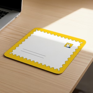 Cute Bunny Stamp Mouse Pad | Miffy-Inspired Desk Accessory, Gift for her, Unique Office Decor, Workstation Essentials, Customizable Colors
