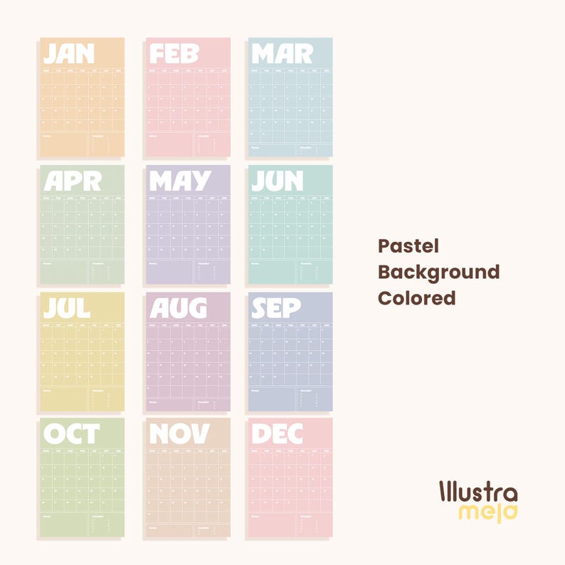 2026 Minimalist Calendar Printable | Monthly Planner with Notes (Digital Download) image 4