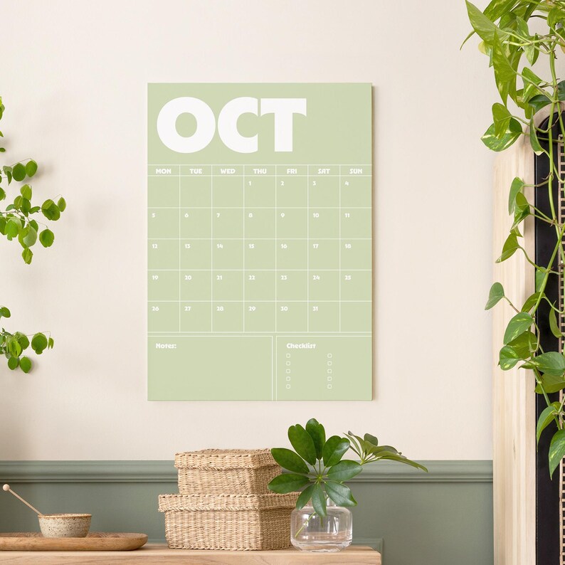 2026 Minimalist Calendar Printable | Monthly Planner with Notes (Digital Download) image 1