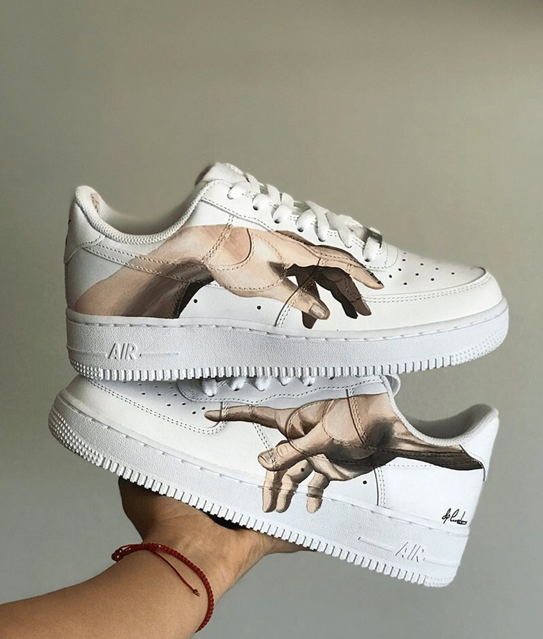 Custom Michelangelo Themed Sneakers, the Creation of Adam Handpainted