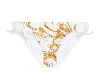 Slip bikini con laccetti laterali e ricciolo dorato So Pretty (AOP)