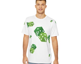 T-shirt GEEZ Lucky Throw vert pour homme en polyester (AOP)