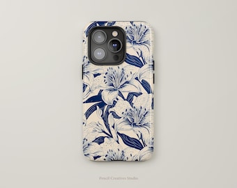 Tiger Lily Phone Case, Cute Floral Aesthetic Cover, iPhone 16 15 14 13 12 Max Pro, Samsung Galaxy S25 S24, Google Pixel 8 9, Gift for Mom