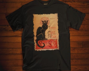 Le Chat Noir Vintage Shirt Poster Vintage French Poster Tee Black Cat Vintage Poster Paris Shirt by Théophile Alexandre Steinlen Gift Idea