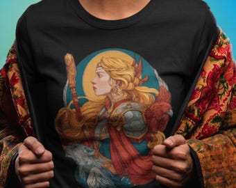 Freya Norse Goddess shirt inspired by Nordic mythology, a spiritual Viking Valkyrie tee perfect for pagan women and mythology lovers
