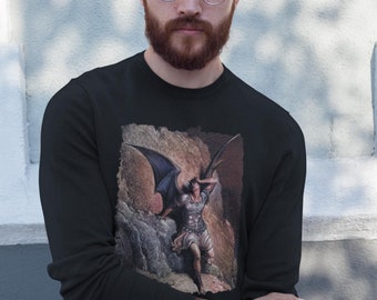 Gustave Doré Sweatshirt Paradise Lost John Milton Engraving Jumper Lucifer Fallen Angel Famous Painting SweatShirt Biblical Art Lover Gift