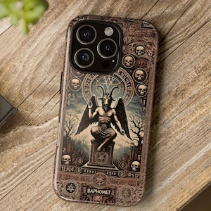 Baphomet Phone Case Sabbatic Goat Devil iPhone Case Sigil of Baphomet Pentagram iPhone 15 16 & All iPhone Models Tough Phone Cases Goth Gift