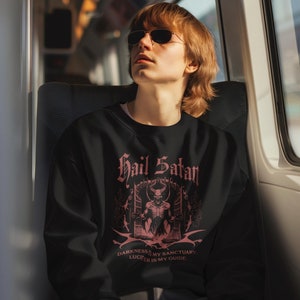 Hail Satan Gothic Sweatshirt Gothic and Witchy Gift for Dark Style lovers, Gift For Gothic, Occult Sweatshirt, Unisex Satanic Jumper
