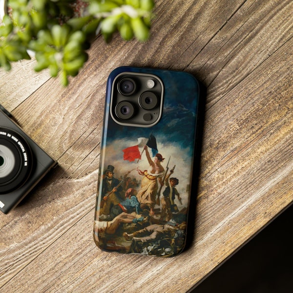Eugene Delacroix « La liberté au service du peuple » [ iPhone 15 - 15 Pro - 15 Plus - 15 Pro Max ] Coques de portable résistantes | Étui pour téléphone d'art classique