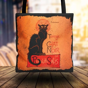 Le Chat Noir Vintage Tote Bag Poster, French Poster Paris Bag, Théophile Alexandre Steinlen Black Cat Bag, Bohemian Tote Bag gift for Her