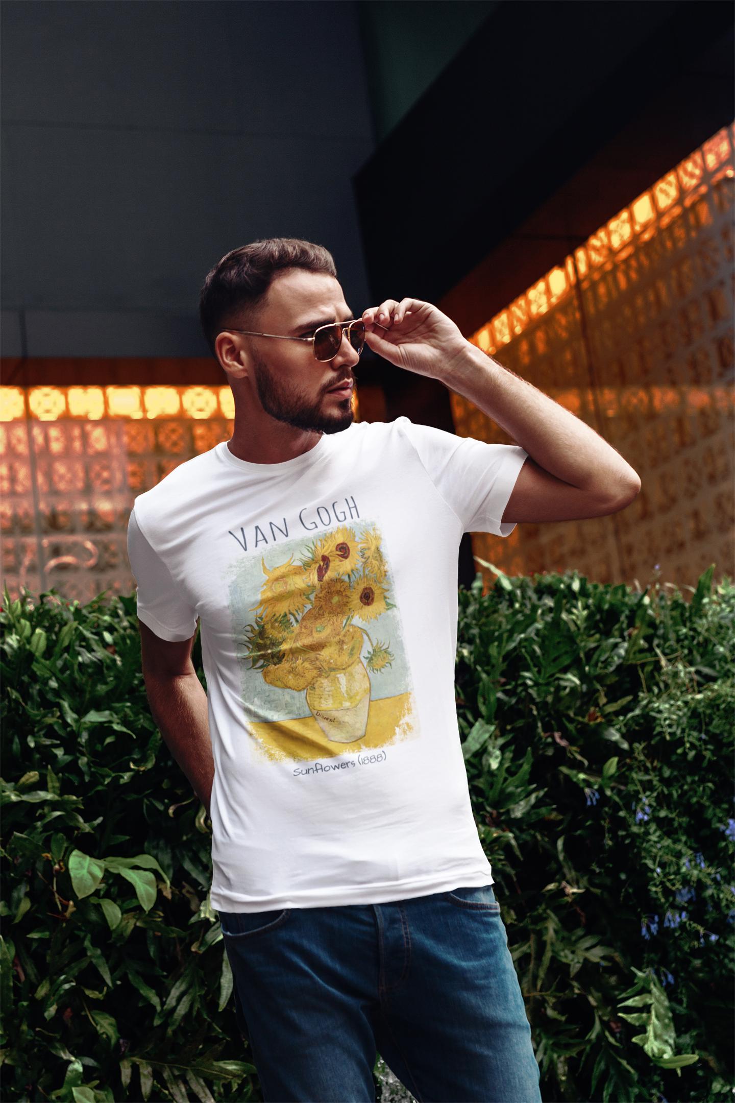 ひまわり ヴァン・ゴッホ ユニセックス Tシャツ 有名な絵画シャツ