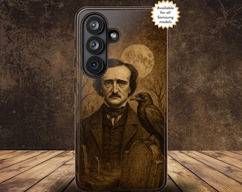 Edgar Allan Poe Samsung Phone Case: The Raven Vintage Style Book Lover Gift, Dark Academia Phone Case, Galaxy Plus Ultra & All Models Cover