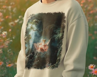 The Swing by Jean Honoré Fragonard SweatShirt Gift for Art Lovers Famous Painting Jumper Rococo-Style Unisex Pullover Masterpiece