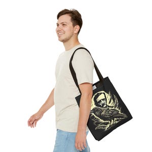 Edgar Allan Poe Gothic Tote Bag - Vintage Style Book Lover Gift Dark Academia Literary Tote, Poe Art Poetry Gift Idea for Bookish, The Raven