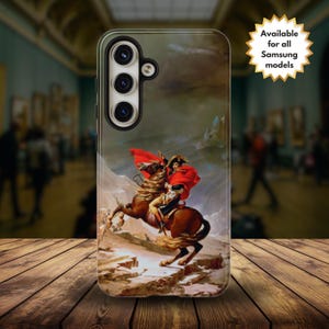 Napoleon Crossing the Alps by Jacques-Louis David Coque portable Samsung Galaxy S25 S24 S23 Ultra Plus & tous les modèles Étuis Napoléon Bonaparte