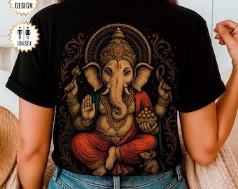 Ganesha T-Shirt Hindu God Spiritual Gift | Yoga Tee | Vedic Art Gift | Hindu Elephant God Tee | Lord Ganesh Shirt | Meditation Tee