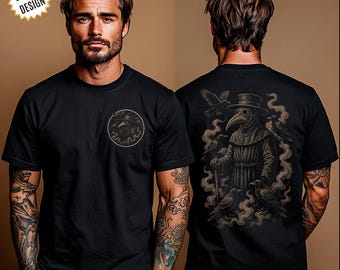 Camiseta de Doctor de la Peste, diseño gótico de Cuervo de la Muerte Negra / Camiseta vintage ocultista steampunk / Regalo para amantes del terror y la historia oscura, Dark Academia