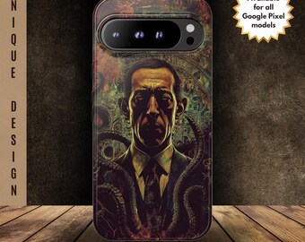 H.P. Lovecraft Handyhülle Cthulhu Mythos Tribut Dark Literature Fan Geschenk Google Pixel 9 8 7 6 5 Pro & Alle Modelle Horror Handyhülle