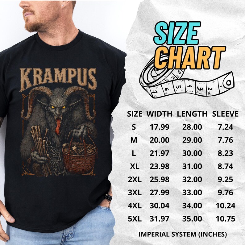 Dark Krampus Christmas shirt featuring the legendary holiday demon from Alpine folklore, perfect for fans of gothic fashion, pagan style, and alternative holiday apparel.