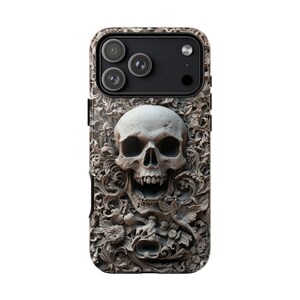 Gothic iPhone Case with 3D Skull – Macabre Baroque Design for iPhone 17, 16, 15, 14, 13 Pro Max & All Models. Dark Aesthetic Phone Case for Gothic Style Lovers. Unique Gothic Gift for Him or Her