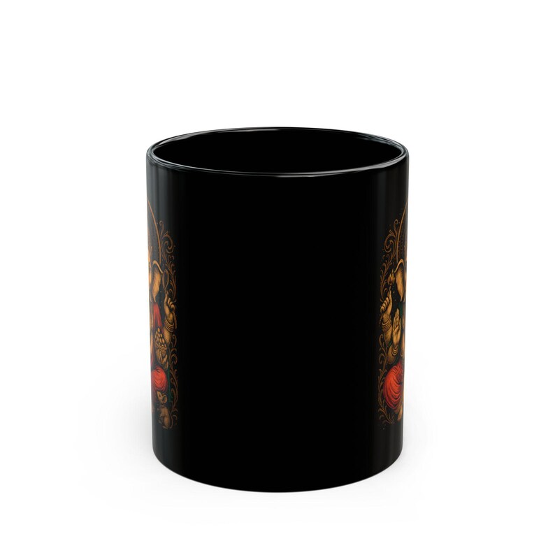 Ganesha Mug, Hindu Elephant God Mug, Lord Ganesh Mug, Yoga Lover Gift, Spiritual Gift, Boho Indian Graphic Mug, Black Mug (11oz, 15oz) image 5