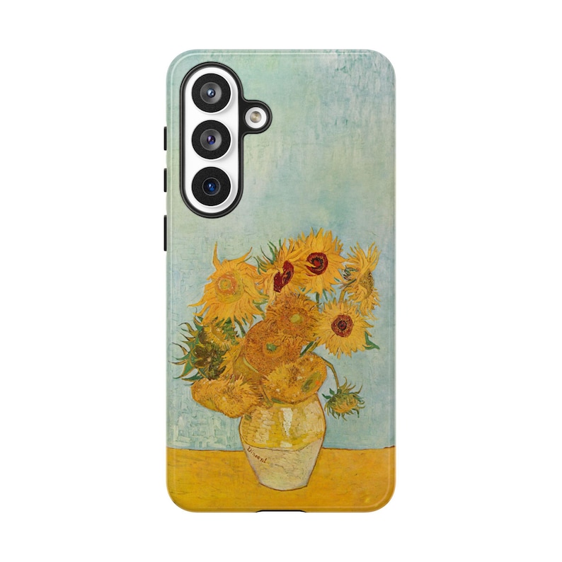 Vintage Van Gogh Sunflowers Samsung phone case featuring the famous floral painting in a classic fine art aesthetic. Protective Samsung Galaxy cover compatible with all Samsung models, perfect for art lovers, painters, museum art fans, cottagecore decor lovers, and unique artistic gift ideas. Stylish floral Samsung case inspired by Vincent van Gogh’s iconic Sunflowers masterpiece.