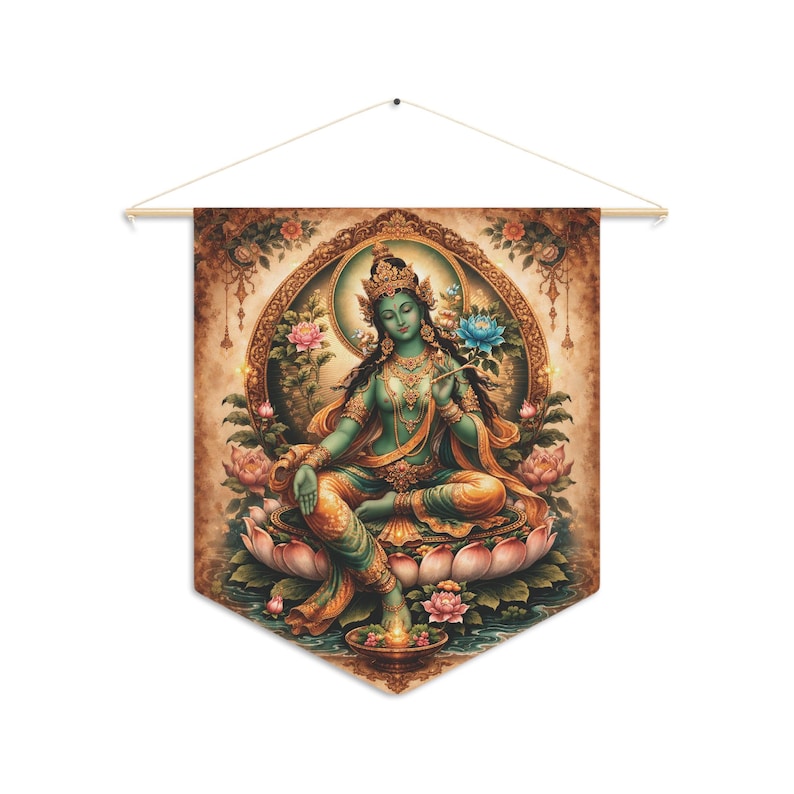Green Tara Wall Decor: Buddhist Goddess of Compassion Decor, Lotus ...