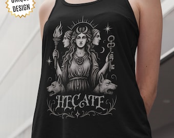 Hecate Tank Top Triple Moon Goddess Shirt Witchy Gift for Her Witchcore Sleeveless Tee | Occult Pagan Gift for Witches Spiritual Women