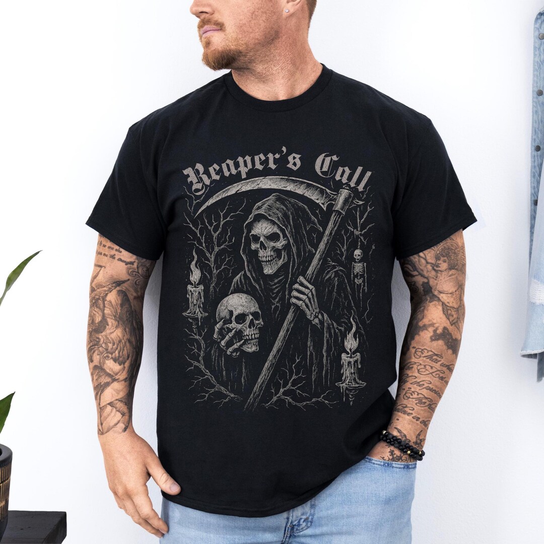 Grim Reaper T-shirt Gothic Gift: Dark Aesthetic Tee, Metalhead