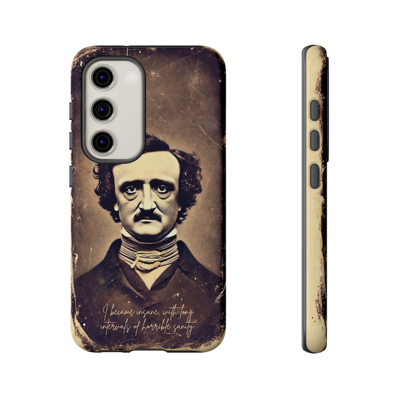 Edgar Allen Poe Phone Case With Quote Vintage Phone Case Gothic Phone Case Literary Gift Samsung S24 & All Models Book Lovers Phone Cover