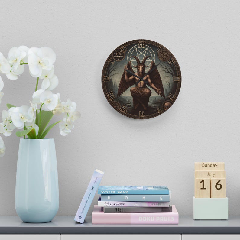 Demonologists Clocks Pattern Baphomet Wall Clock Gothic Home Decor Occult Satanic Clock | Gothic ...