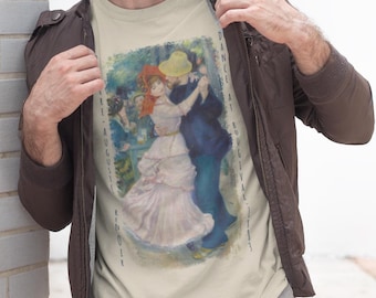 Camiseta "Danza en Bougival" de Renoir, ideal como regalo para amantes del arte, con pinturas famosas, ropa de bellas artes, arte impresionista icónico, unisex.