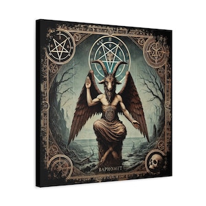Baphomet Wall Art, Satanic Home Decor, Occult Wall Art, Goth Decor, Baphomet Canvas, Gift For Gothic, Baphomet Pentagram, Witchy Home Decor