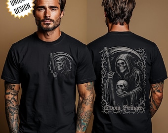 Grim Reaper T-Shirt Gothic Gift, Vintage Metal Art, Occult Skeleton Death Tee, Dark Aesthetic Gift, Heavy Metal Shirt, Unisex Shirt