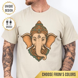 Ganesha T-Shirt | Hindu Om Yoga Shirt | Sacred Elephant Unisex Tee | Spiritual Gift for Him Her | Boho Indian Design | Yoga T-Shirt