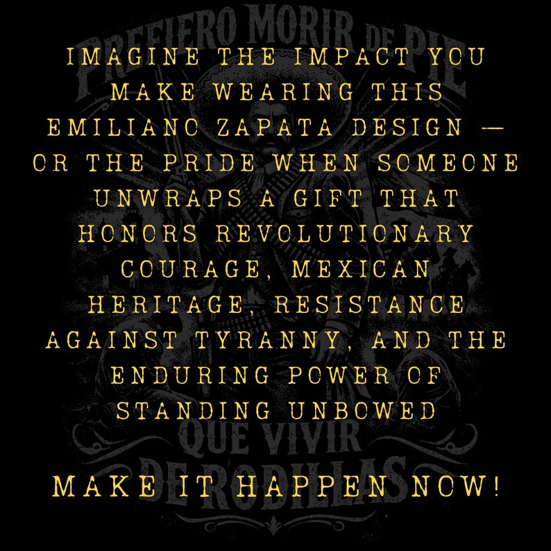Emiliano Zapata unisex t-shirt featuring a powerful illustrated portrait of the Mexican revolutionary leader, inspired by the Mexican Revolution. This rebel spirit history shirt honors Emiliano Zapata’s fight for justice, land reform, and freedom, celebrating Latin heritage, revolutionary symbolism, and iconic Mexican history in a bold, striking design.