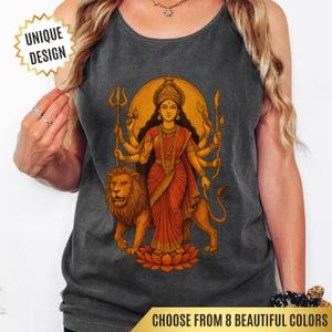 Durga Goddess Tank Top Comfort Colors Boho Tank Sacred Feminine Warrior Tee Hindu Spiritual Shirt | Gift for Yogis, Divine Feminine Tank Top
