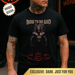 Baphomet T-Shirt Gothic Gift| Occult Gothic Shirt with Satanic Pentagram | Rebellion Gift for Metalheads & Dark Souls Hellcore Fashion