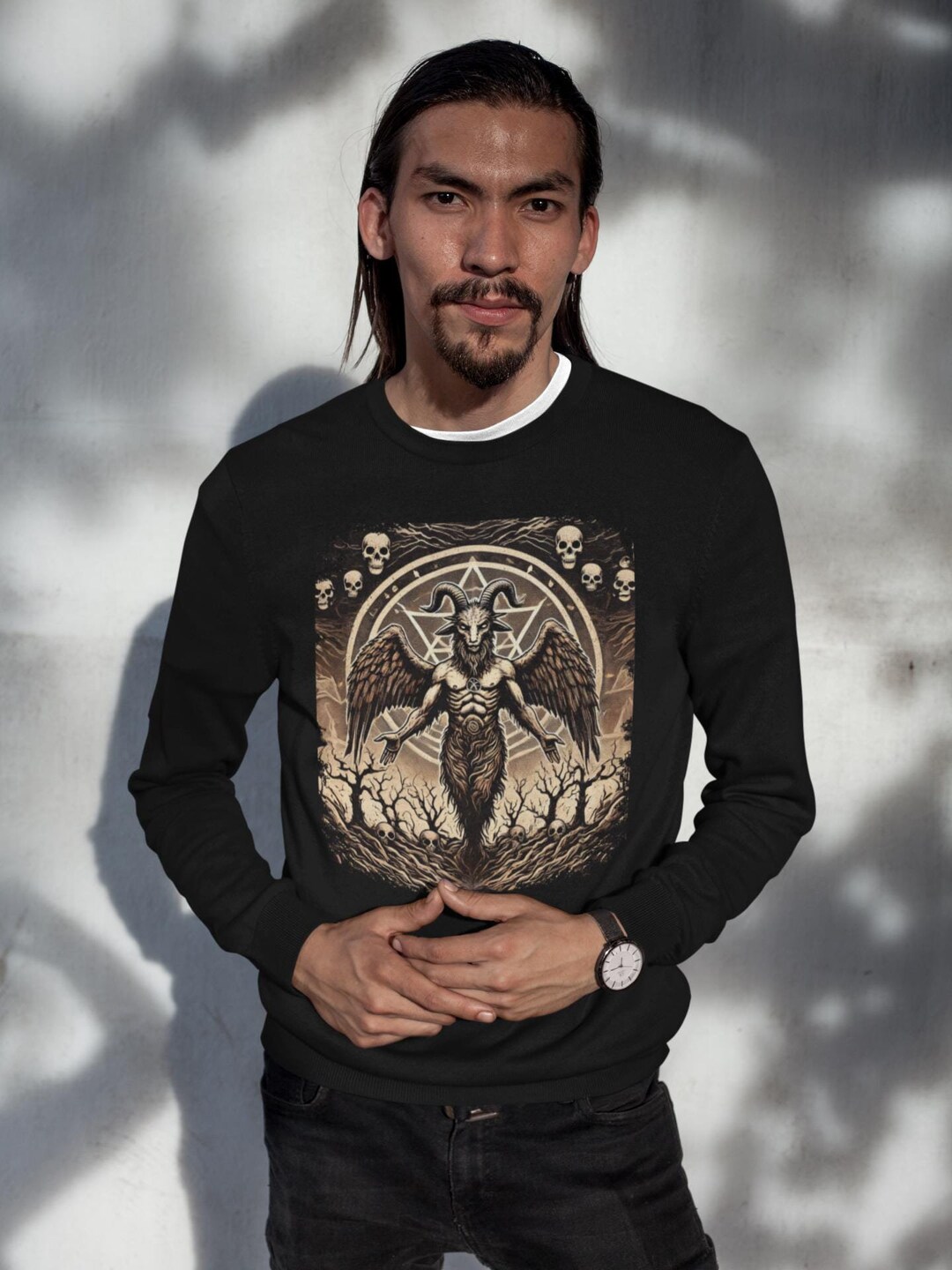 Baphomet Sweatshirt / Soft Goth Clothing / Pentacle / Ankh / Plus Size
