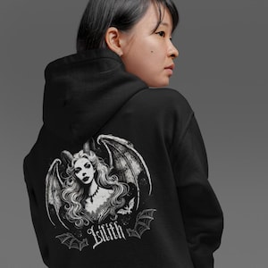 Lilith Pagan Goddess Hoodie, Satanic Hoodie, Occult Hoodie, Goth Hoodie, Witchy Hoodie, Wicca Hoodie, Dark Gift for Her, Gift For Gothic