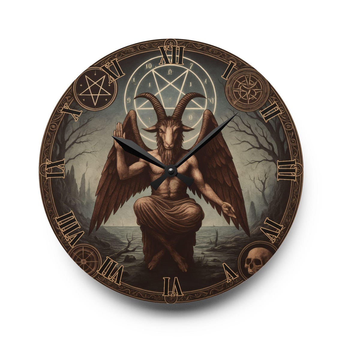 Demonologists Clocks Pattern Baphomet Wall Clock Gothic Home Decor Occult Satanic Clock | Gothic ...