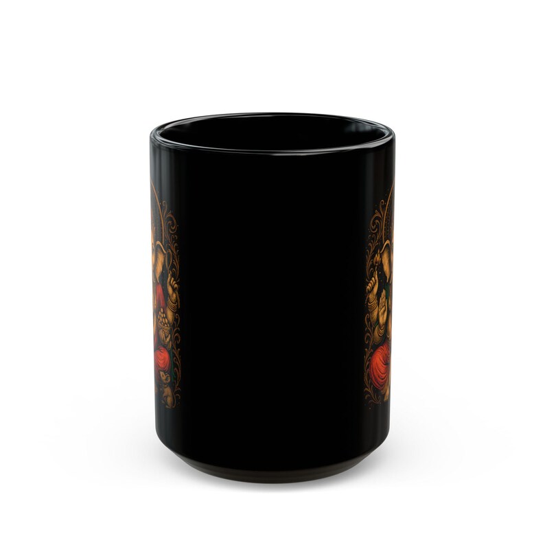 Ganesha Mug, Hindu Elephant God Mug, Lord Ganesh Mug, Yoga Lover Gift, Spiritual Gift, Boho Indian Graphic Mug, Black Mug (11oz, 15oz) image 6