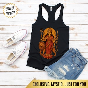 Durga Goddess Tank Top Boho Gift Sacred Feminine Warrior Tee Hindu Spiritual Shirt | Gift for Yogis, Devotees & Divine Feminine Energy Fans