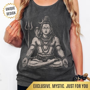 Shiva-tanktop, comfortkleurentank, hindoe-god tank, spirituele top cadeau voor haar, yogashirt, meditatietank, vintage Shiva, boho-tanktop