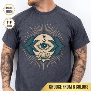 Ajna Chakra T-Shirt Third Eye Spiritual Symbol Tee Yoga Gift | Om & Intuition Design for Mindfulness | Meditation Tee | Energy Healing