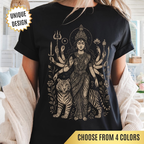 Hindu Goddess Durga T-Shirt Spiritual Lovers Gift, Divine Femenine Tee, Occult Mythology Shirt, Dark Goddess Apparel, Durga Hindu Deity Top