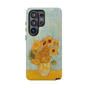 Vintage Van Gogh Sunflowers Samsung phone case featuring the famous floral painting in a classic fine art aesthetic. Protective Samsung Galaxy cover compatible with all Samsung models, perfect for art lovers, painters, museum art fans, cottagecore decor lovers, and unique artistic gift ideas. Stylish floral Samsung case inspired by Vincent van Gogh’s iconic Sunflowers masterpiece.