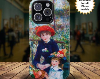 Two Sisters On the Terrace by Pierre-Auguste Renoir iPhone Case gift for Art Lovers iPhone 16 15 14 Pro Plus Max & All Models Phone Cover