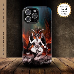 Baphomet iPhone Case Gothic Gift, Sabbatic Goat,  Devil Phone Case, Iphone 16 Pro Max Plus & All Models Tough Phone Cases, Goth Phone Case