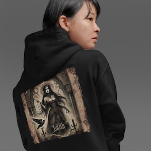 Lilith Pagan Goddess Hoodie, Wicca Hoodie, Satanic Hoodie, Occult Hoodie, Goth Hoodie, Witchy Hoodie, Dark Gift for Her, Gift For Gothic
